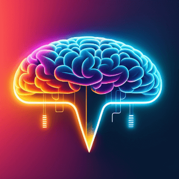 Imagem colorida de um cérebro, criada por Inteligência artificial