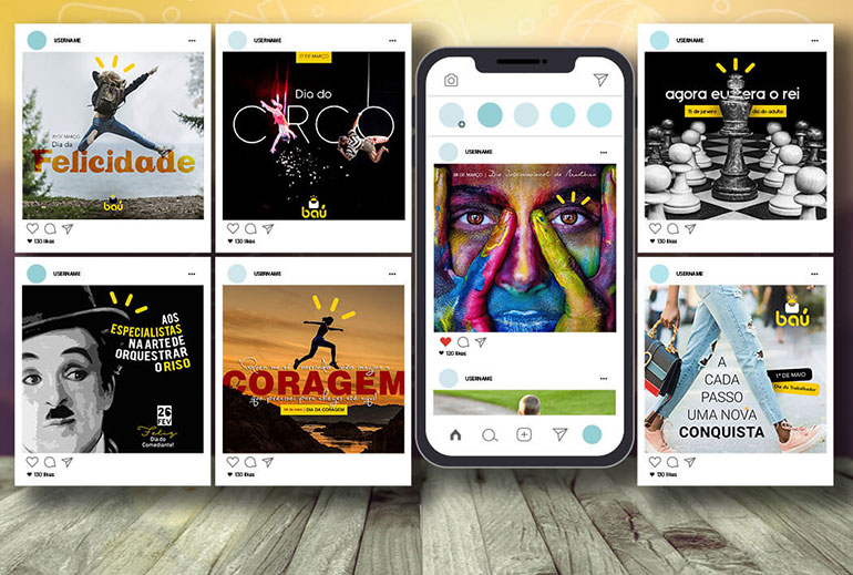 Redes Sociais - Posts - Baú a caixa cheia de idéias